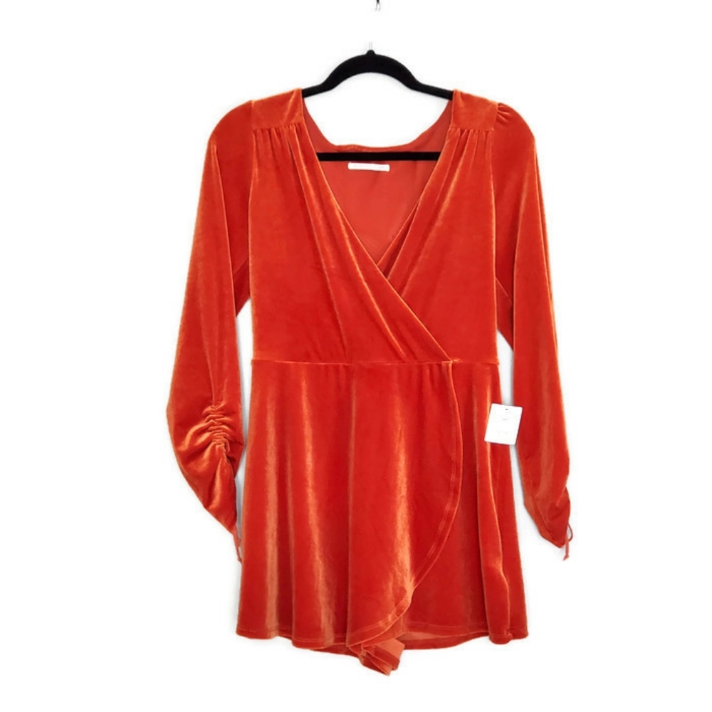 UO One-piece Sexy V-neck Velvet Surplice Romper